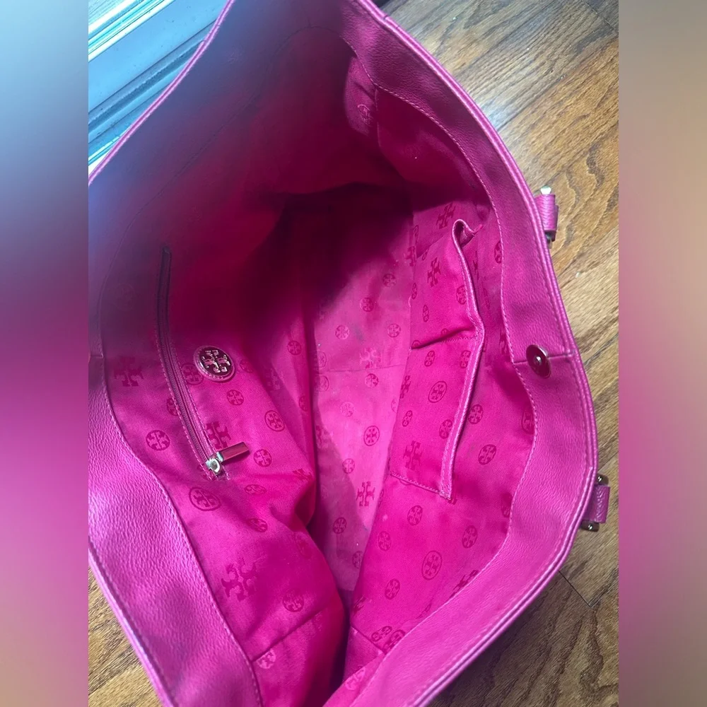 Tory Burch Fuchsia Leather Double-Handle Tote